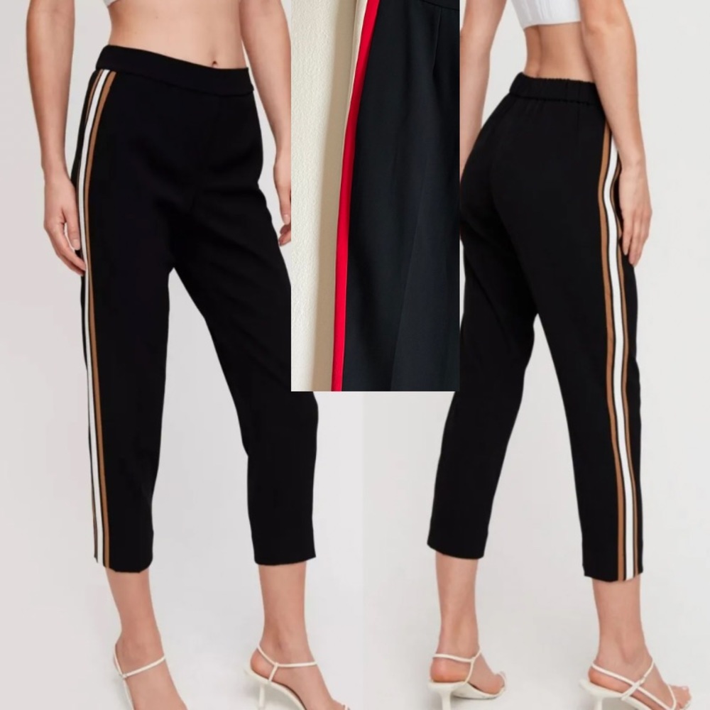 Aritzia Babaton Conan Black Red Racer Side Stripes Tailored Pants